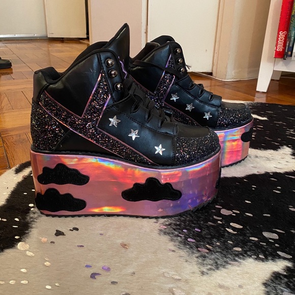 Dolls Kill Shoes - Dolls Kill YRU Qozmo Night Sky Platform Sneakers